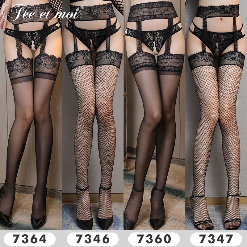 霏慕女式情趣丝袜性感情趣内衣丝袜透明蕾丝吊带一体连袜裤吊带袜长筒袜免脱开档套装女图片