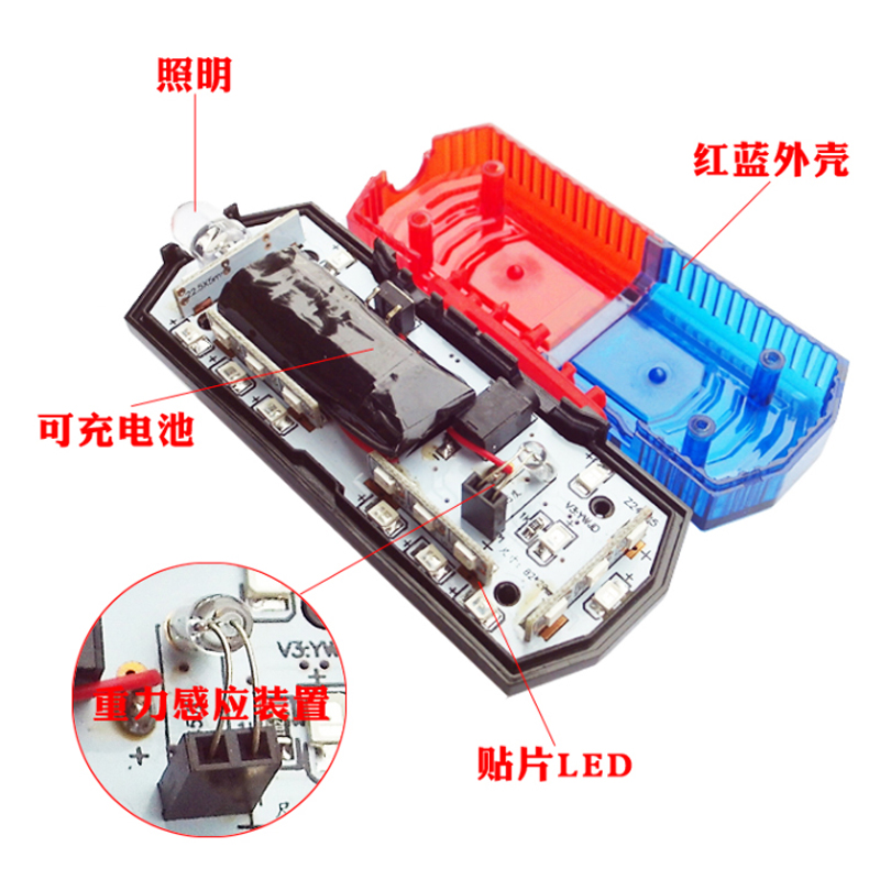 普通多功能红蓝爆闪肩灯高清大图