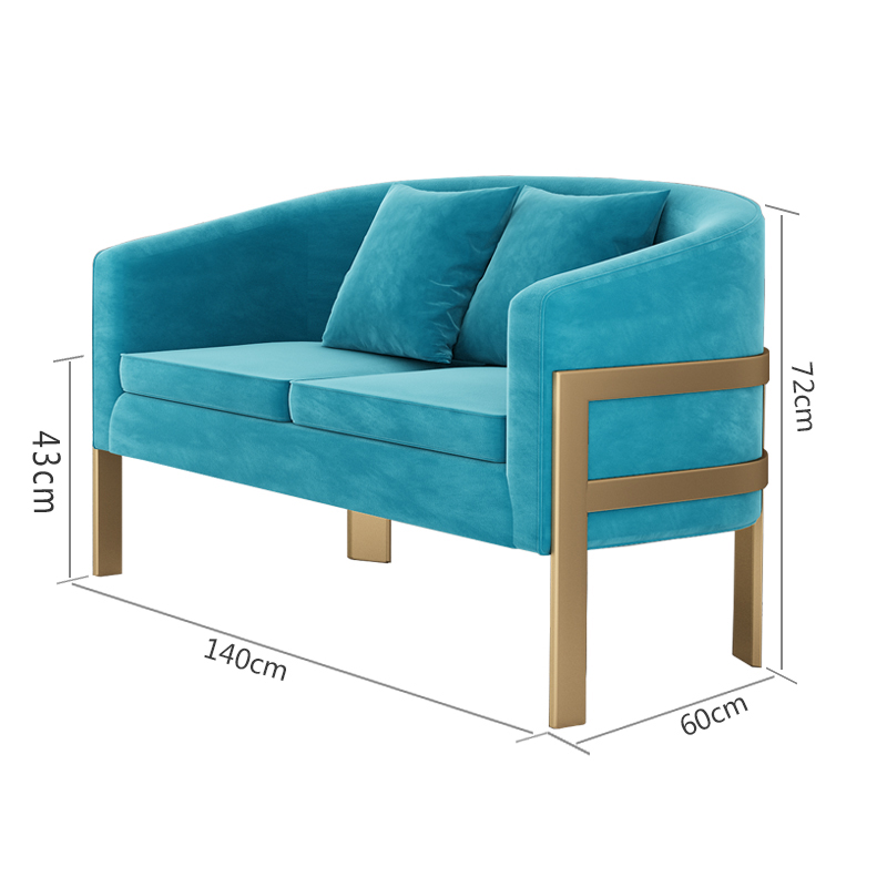 三金鑫 现代简约轻奢铁艺单人设计师沙发椅北欧休闲会客接待洽谈桌 双人位墨绿色140X60X72CM