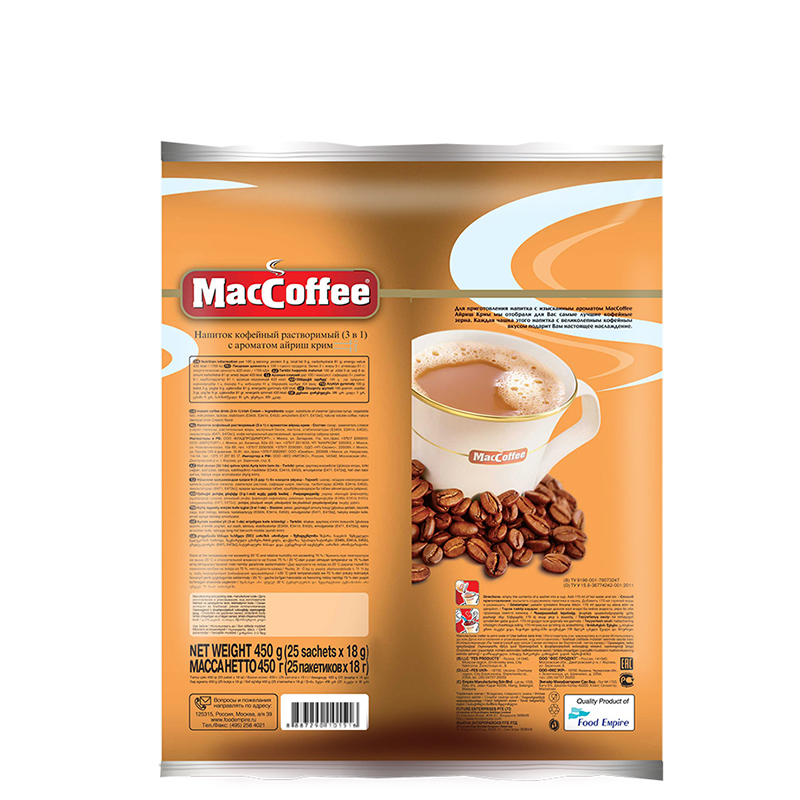 美卡菲(MacCoffee)3合1即溶咖啡 爱尔兰风味450g (18g*25包)马来西亚进口