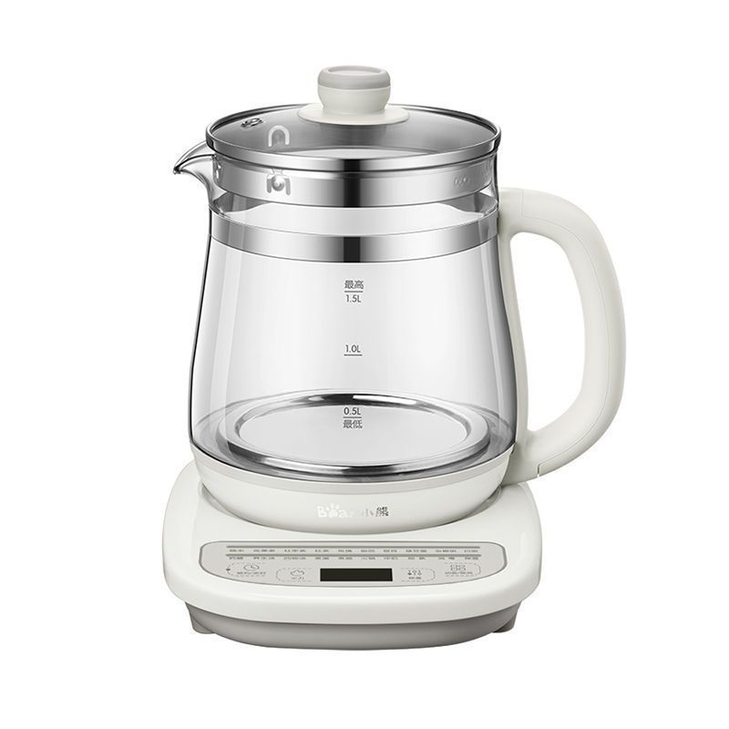 小熊 (Bear)养生壶 全自动玻璃多功能电热煮茶壶办公家用1.5L煮茶器 白色标准+滤网款