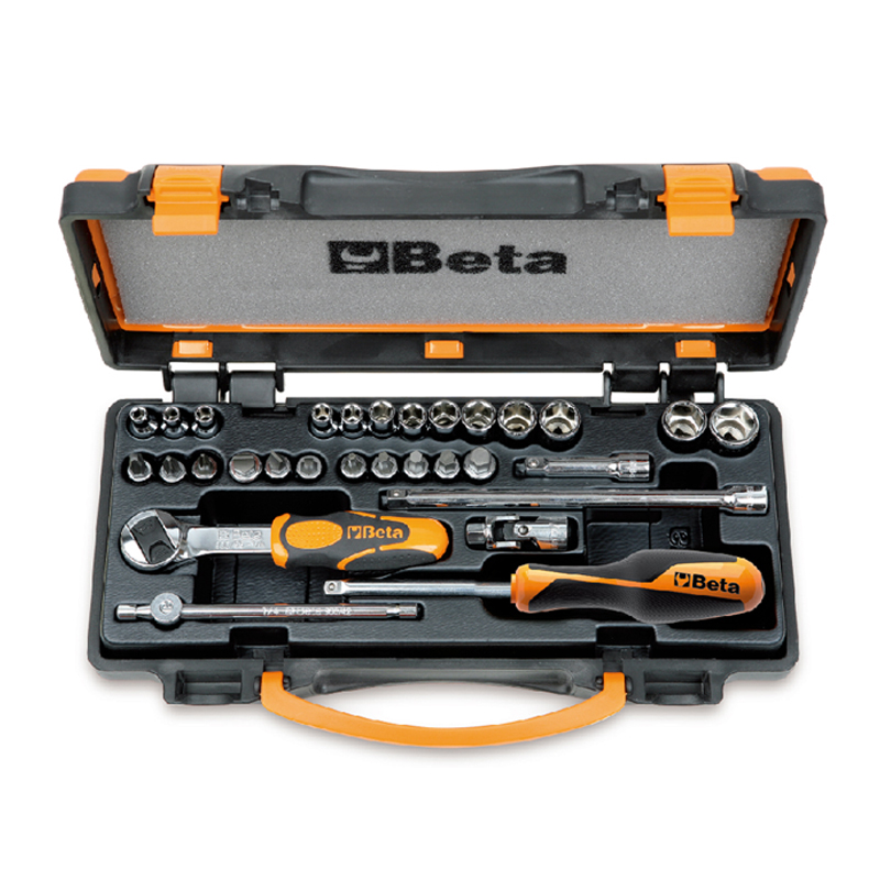百塔(Beta) 900/C24 1/4"驱动旋具套套筒、六角套筒及配件组套 银色 30件装