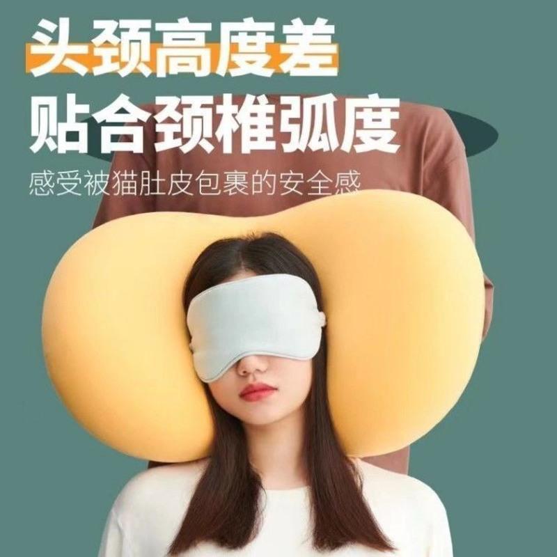 蛋蛋黄[可拆洗] 猫肚枕[约重700克]带枕套 猫咪肚皮枕头记忆棉慢回弹护颈椎枕成人多功能午睡单人枕芯