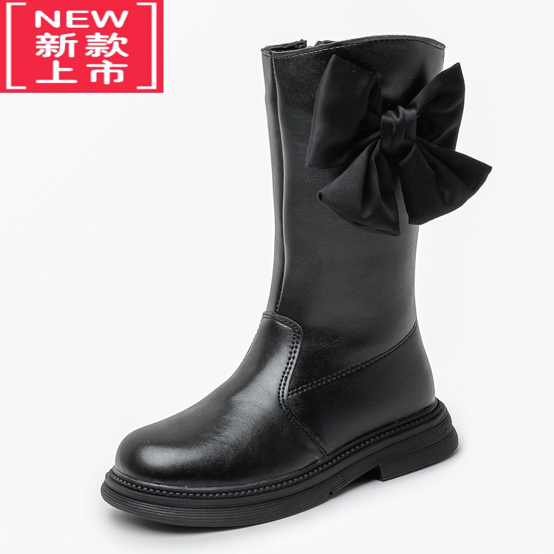 可莉允女童鞋儿童靴子长筒冬季2022新款公主高筒长靴秋冬加绒二棉鞋