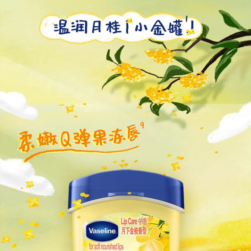 凡士林(Vaseline)滋养修护润唇膏 保湿补水防干裂 新老随机 金桂花7G+焦糖布丁7G