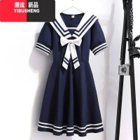 YIBUSHENG少女学生连衣裙装女12岁13女孩16初中生日系连衣裙中小学生裙生 140 藏青学院裙子7053