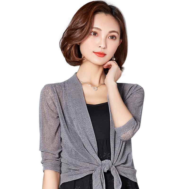 披肩女夏季外搭外披开衫百搭薄款短袖小坎肩短款防晒衣衫网纱外套