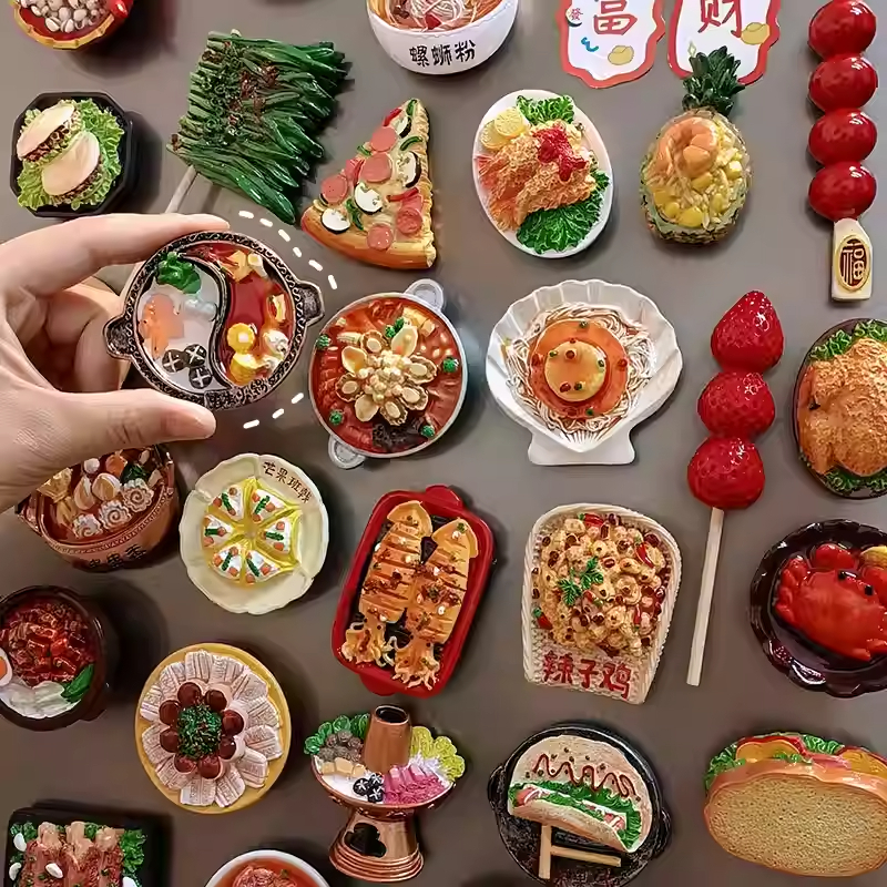 立体特色地方小吃食物树脂冰箱贴冰箱装饰高清大图