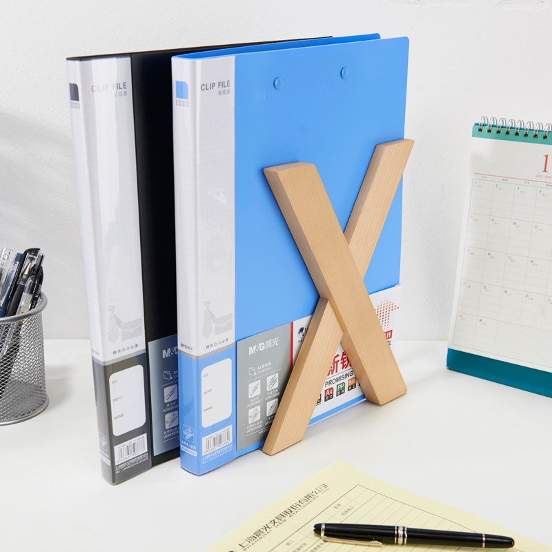 晨光(M&G) ADM95089 文件夹长押+板夹新锐派A4蓝 4个装高清大图
