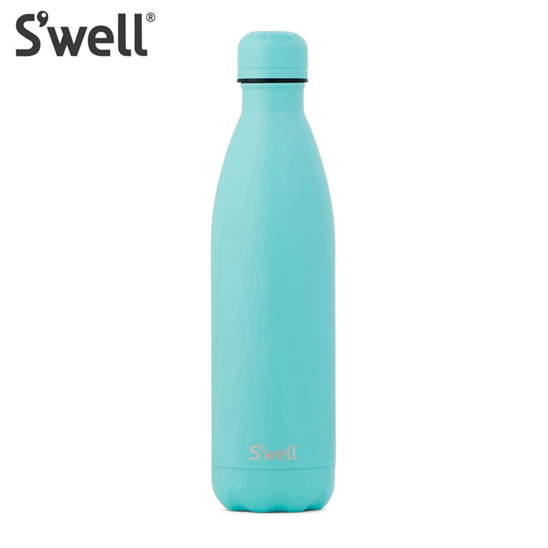 美国S’well 保温杯 SATB-25-A15 750ml绿松石蓝不锈钢保温保冷水杯男女便携式情侣杯