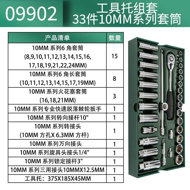 世达09902 33件10MM系列套筒组套