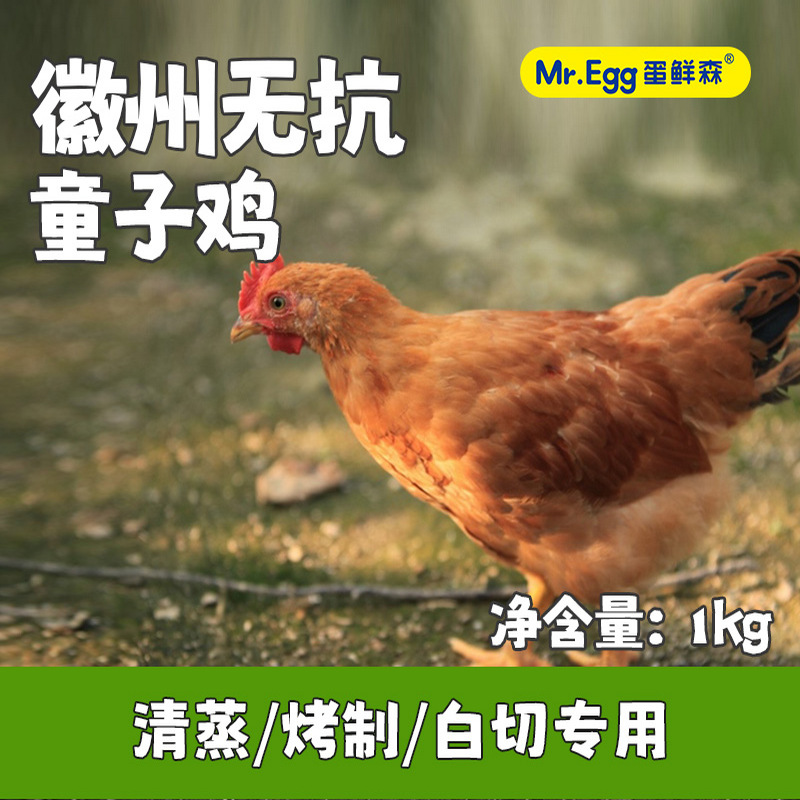 蛋鲜森徽州无抗童子鸡 1000g±50g/只 2只装 整鸡净膛 顺丰 清蒸白切专用