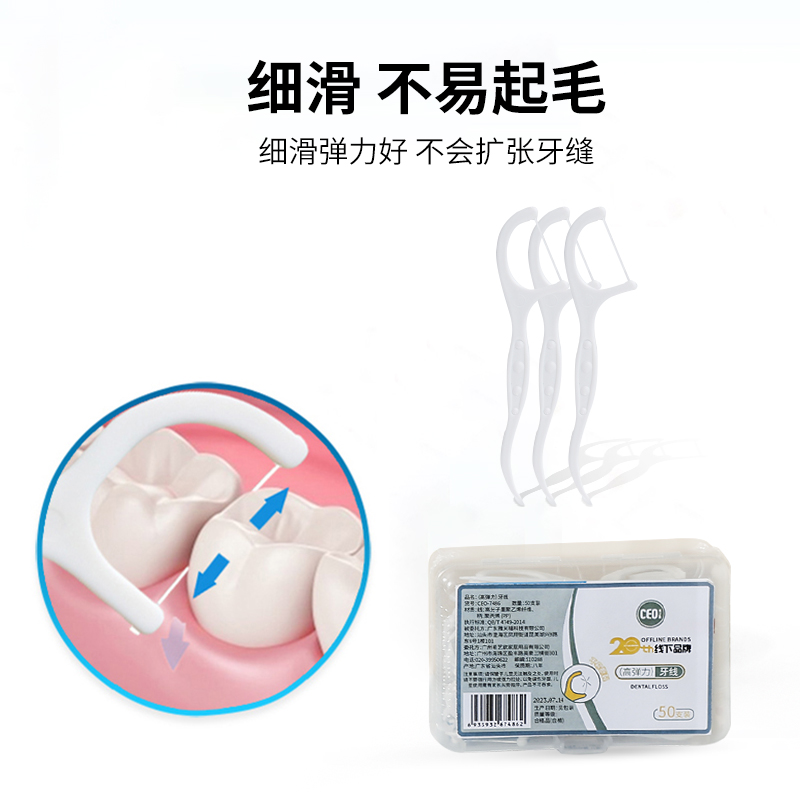 希艺欧 高弹力盒装牙线50只装 居家旅行便捷出行高清大图