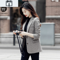 SUNTEK西装外套女2021春秋季新款韩版休闲时尚气质小西服上衣冬加厚毛呢外套短外套