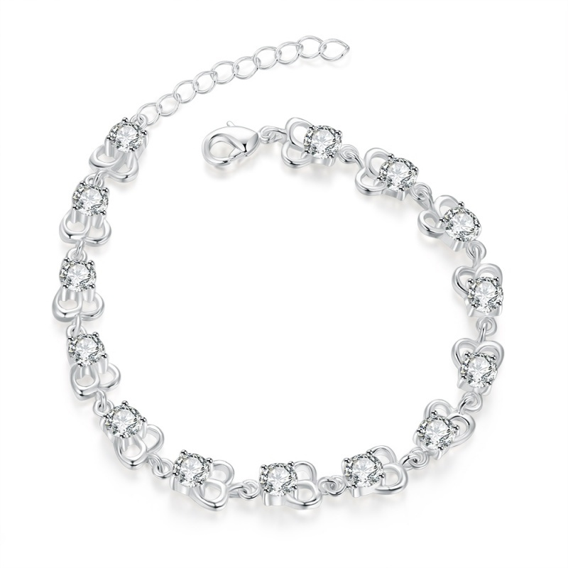 H371 Fashion Bracelet唯美花纹锆石手链欧美外贸镀925纯银女首饰送女朋友七夕情人节礼物