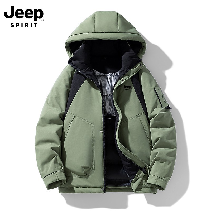 JEEP SPIRIT户外男女工装棉衣新款棉服冬季加厚潮牌工装夹克棉衣 军绿色 XL