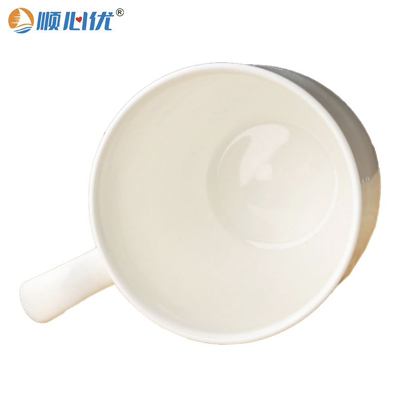 顺心优 骨瓷带盖纯白盛隆会议茶杯 400ml/个高清大图