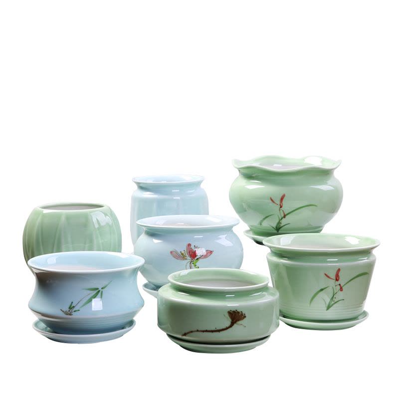 花盆陶瓷特价家用大号特大清仓大托盘绿萝肉肉吊兰多肉小花盆图片