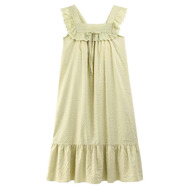 浪莎2025新款带胸垫睡裙女夏云朵棉睡衣吊带韩范可外穿休闲家居服高清大图