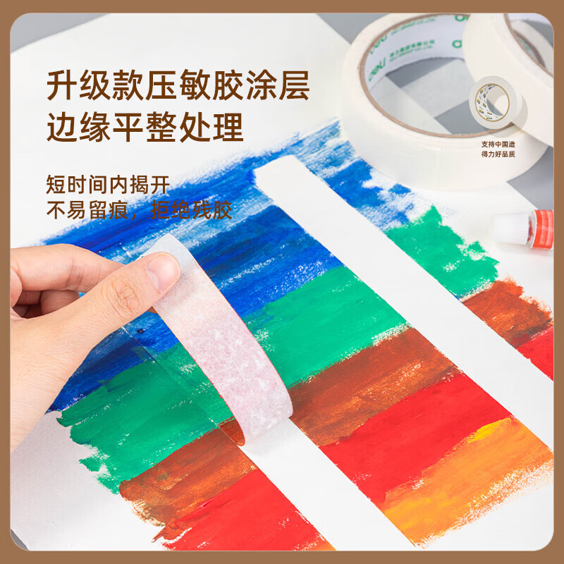 得力(deli)30670美纹纸胶带24mm*20y*145um(白色)(6卷/筒)高清大图