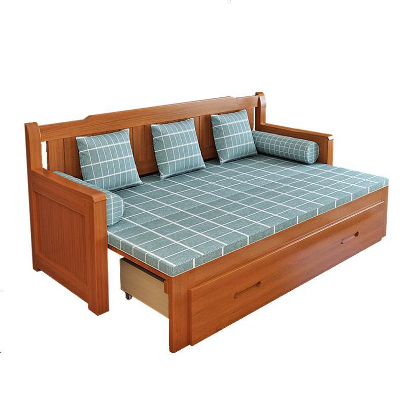 实木沙发床可折叠小户型坐卧沙发18米推拉双人实木床简约经济型