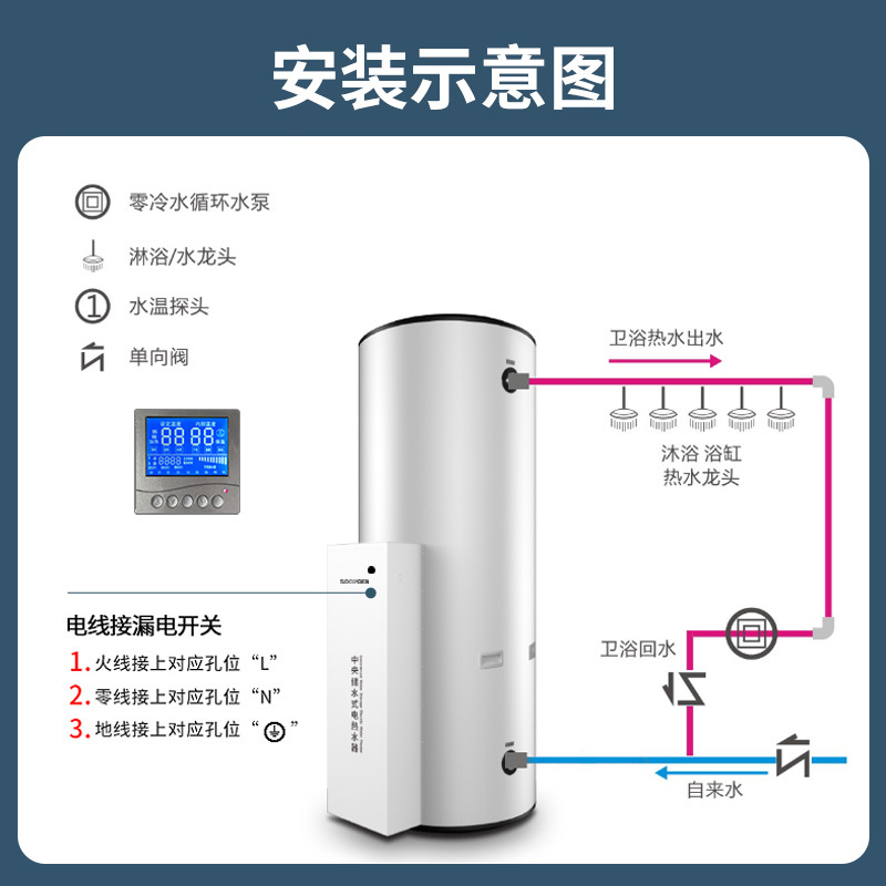 索普恩soopoen 电热水器落地式立式中央热水器