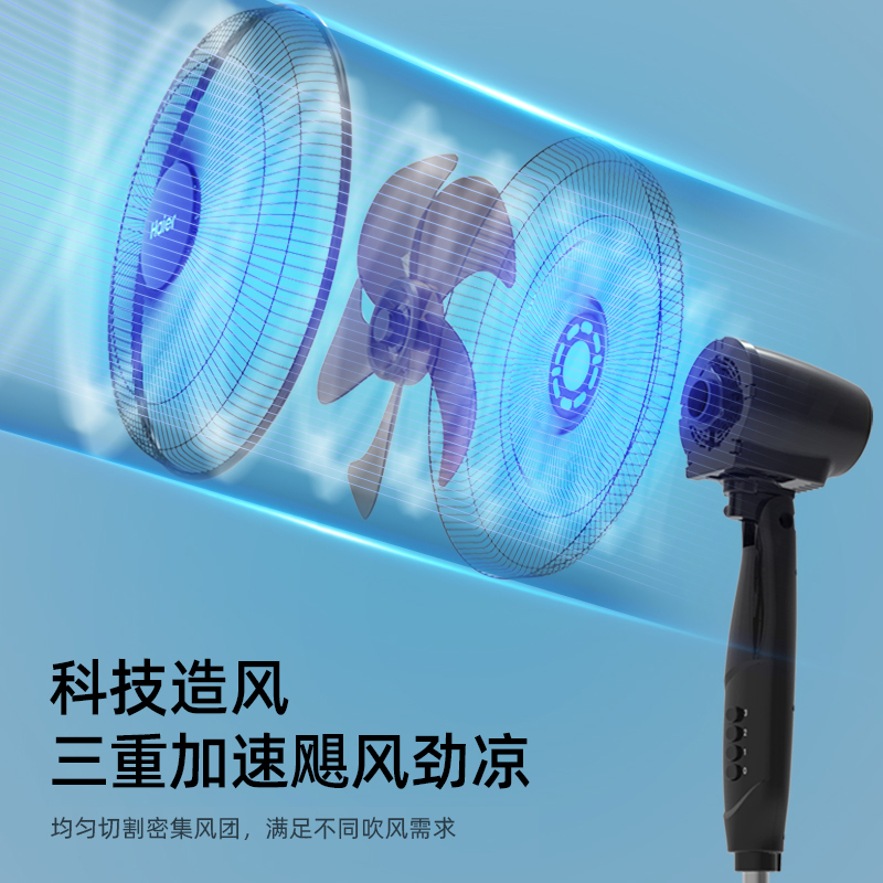 海尔(Haier)电风扇 HFS-J3531 五叶宽幅家用落地扇机械款远距立式电风扇客厅节能轻音伸缩电扇大广角摇头风扇高清大图