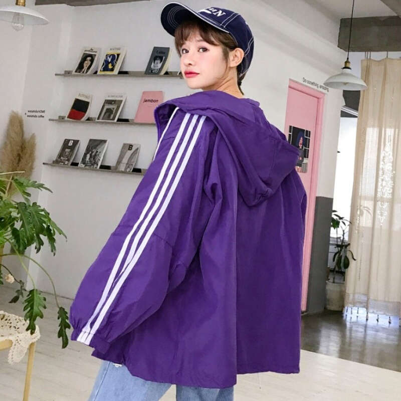 春秋韩版连帽风衣bf原宿宽松港风学生百搭运动棒球服外套女潮