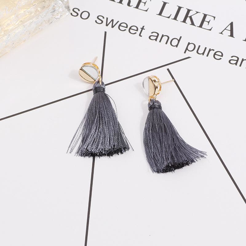耳钉女款新款 韩版时尚手工刻面双面玻璃耳环黑色长款流苏耳饰Z10D745送女朋友七夕情人节礼物图片