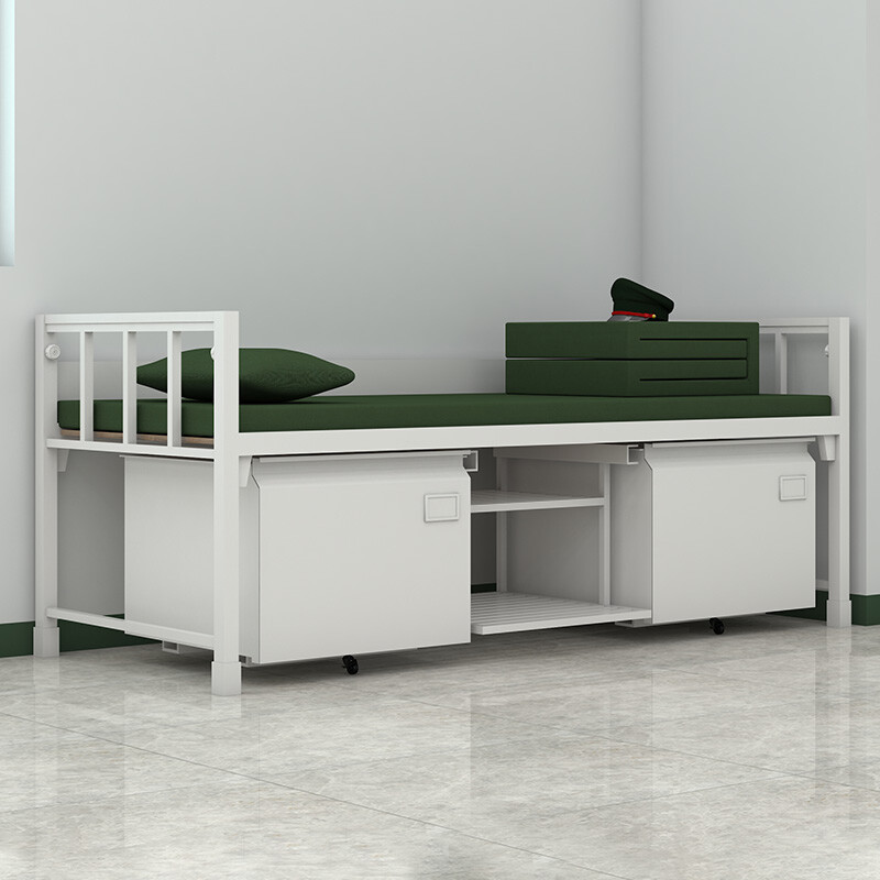 域赢营具床宿舍单人床钢制组合床单层床含蚊帐架床下柜