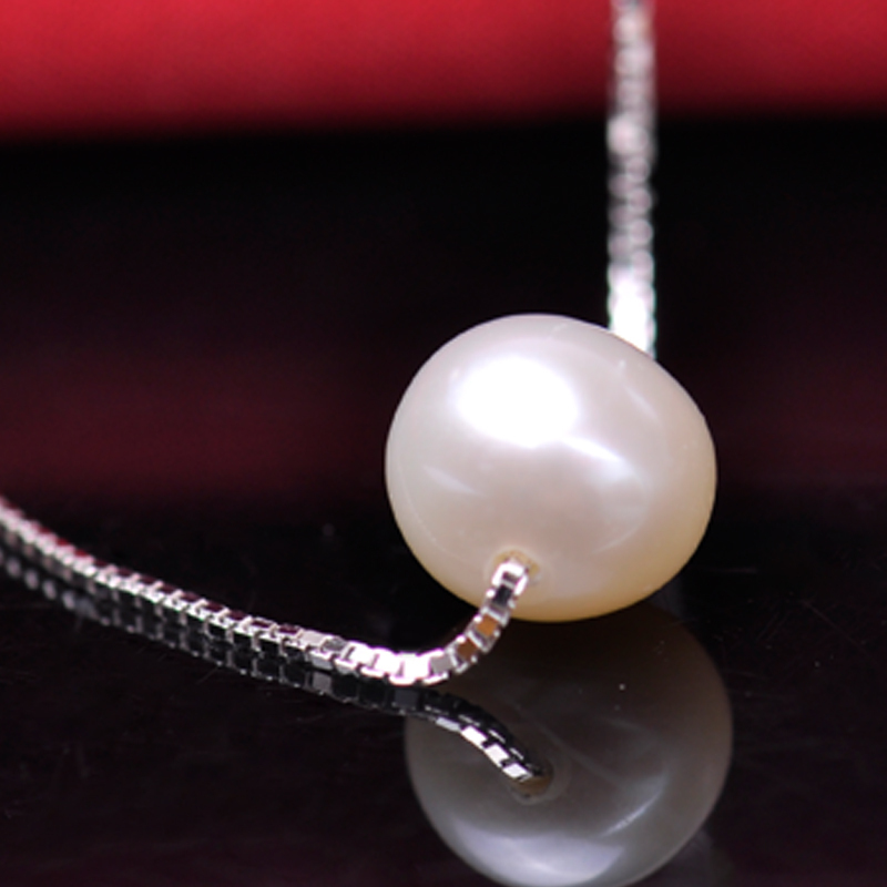 梦克拉mkela淡水珍珠吊坠项链路路通项链珍珠扁圆