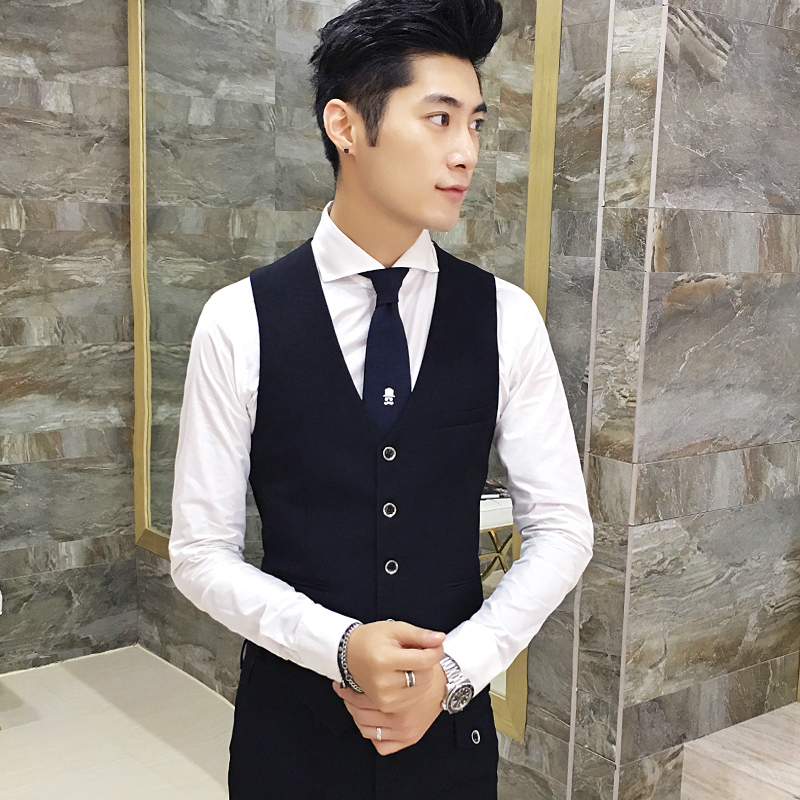 美师理店型师酒吧KTV服务员工作服男士修身时尚马甲外套