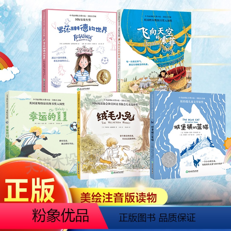 [正版]小书虫国 际大奖小说全套5册美绘注音版绒毛小兔城堡镇的蓝猫飞向天空的索菲罗莎琳德的世界幸运的11 6-9岁一二