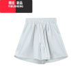 YIBUSHENG白色松紧腰抽绳运动裤休闲裤女季宽松阔腿裤简约百搭显瘦短色腿 3XL 杏色