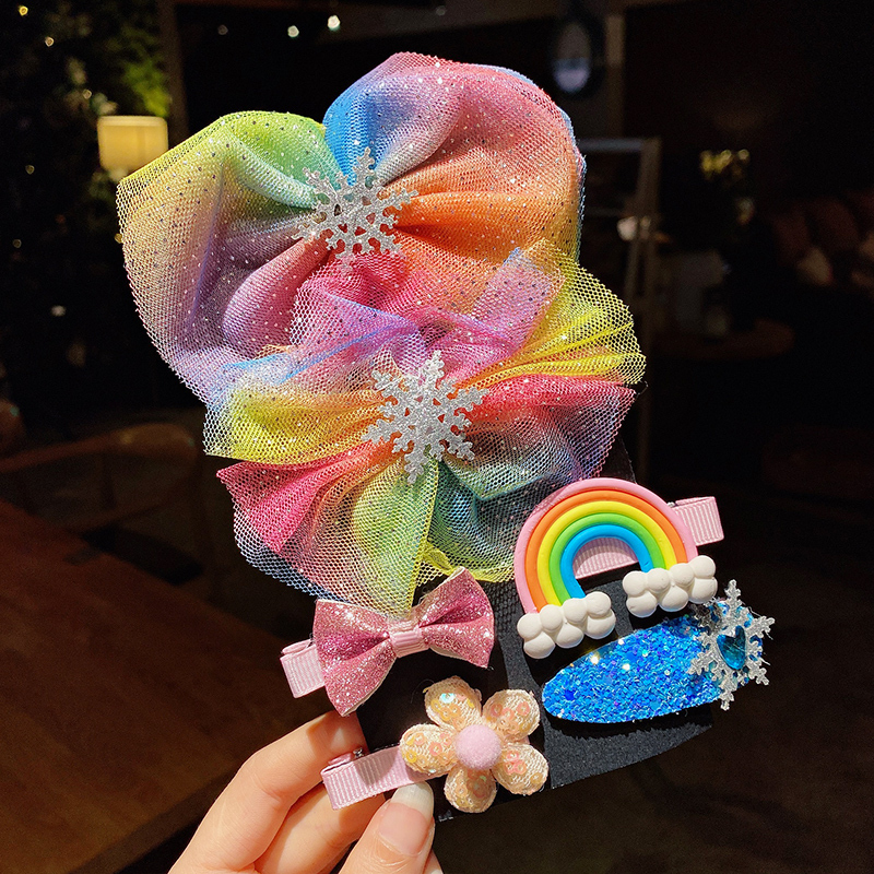 七色王国彩虹发夹韩国儿童女童宝宝公主侧边发卡夹子可爱日系bb夹卡