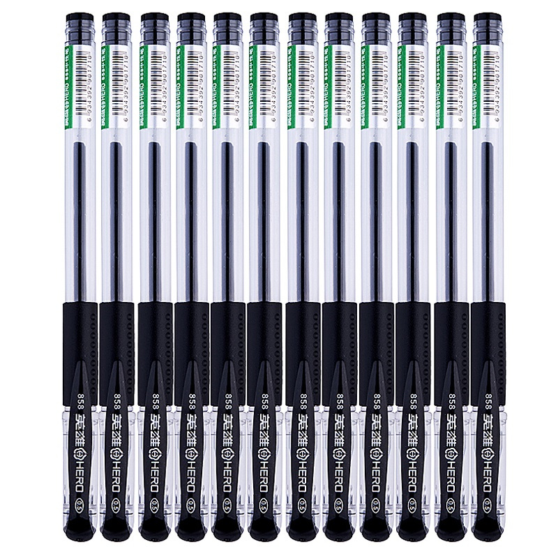 英雄(HERO)中性笔 12支装黑色办公速记碳素笔858