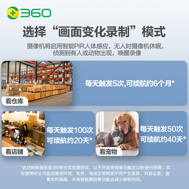 360摄像头3C云台电池版 1080P双频5G WIFI手机网络家用无线安装充电式摄像机监控器AB2L+64G内存卡