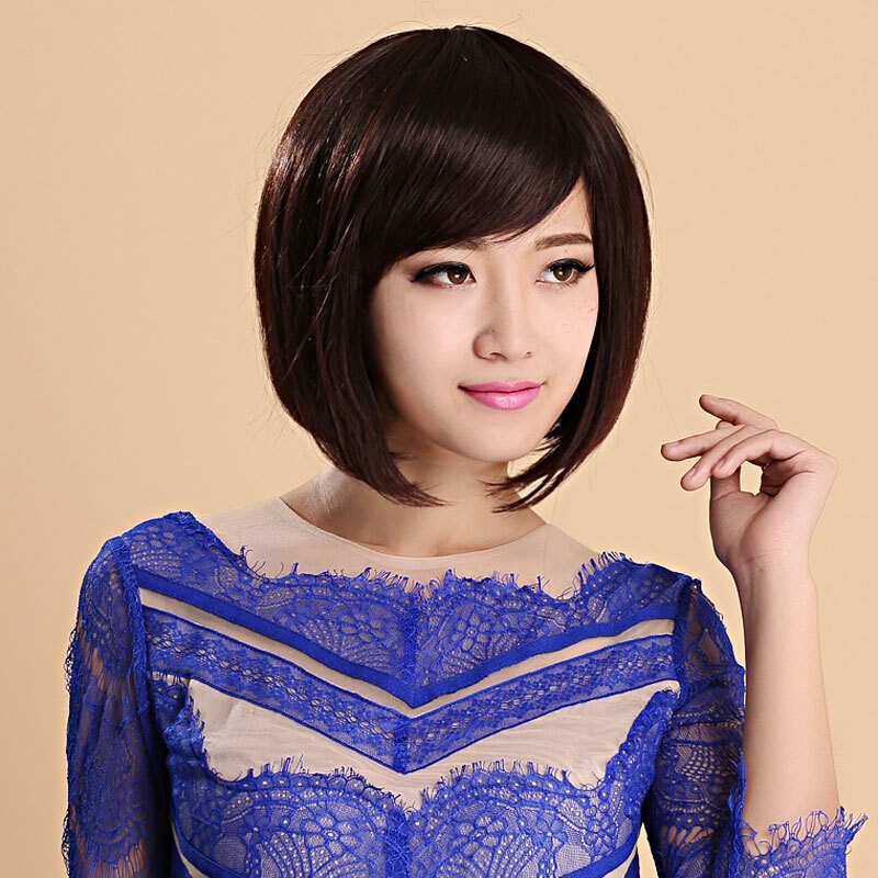 假发女短发齐刘海蓬松bobo头斜刘海女士款逼真波波头发型发套自然黑三