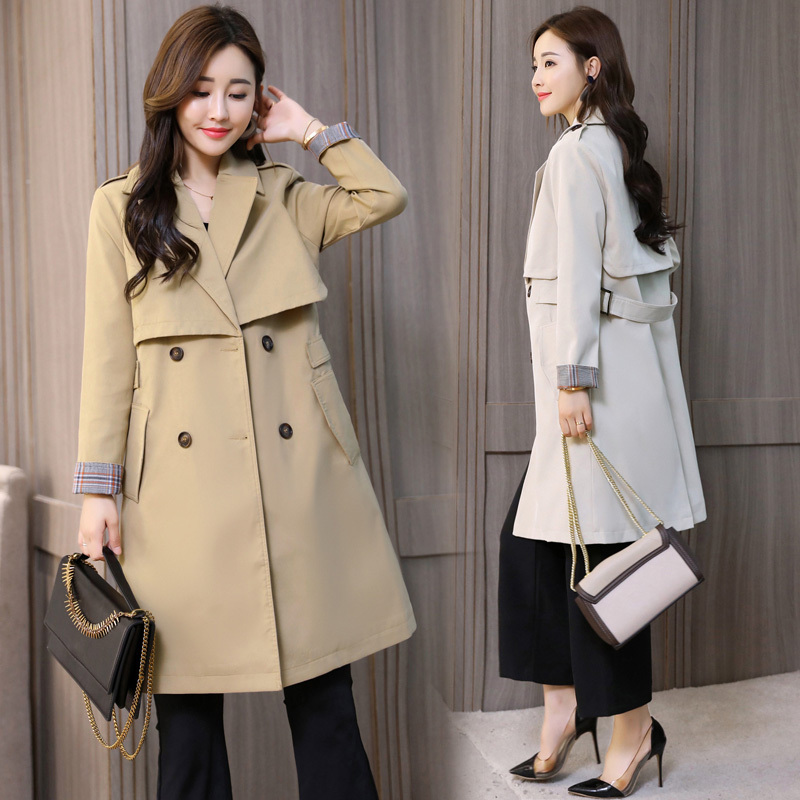 女士秋装新品女式休闲春秋外套韩版修身外衣港风年轻风衣女中长款