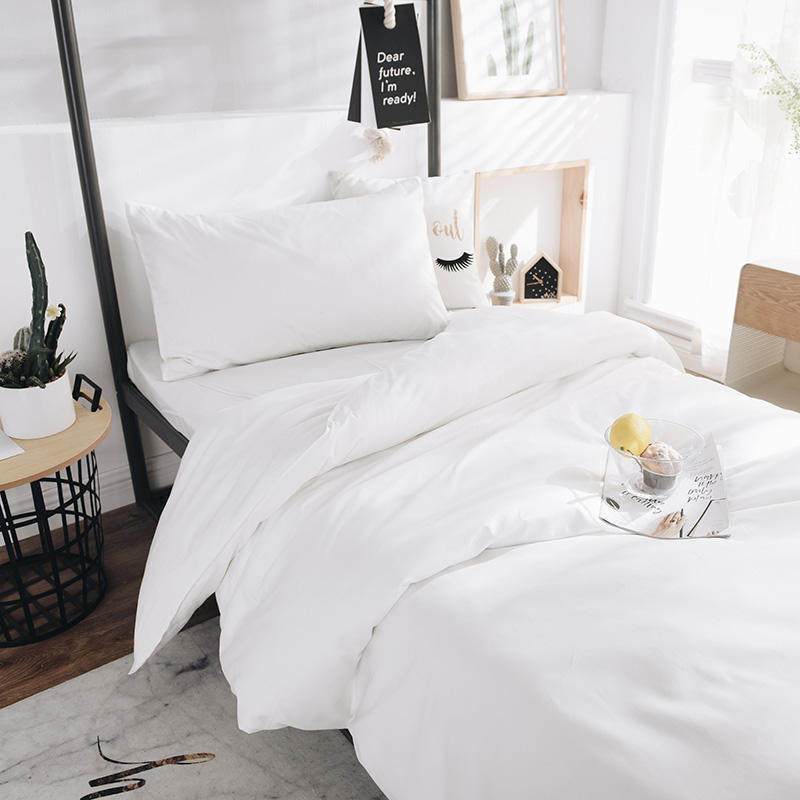 美帮汇床单三件套全棉 简约北欧男寝室上下床被子六件套大学铺盖套灰色 白色 1.2m宿舍六件套【三件套+4斤被芯+枕芯+床垫】