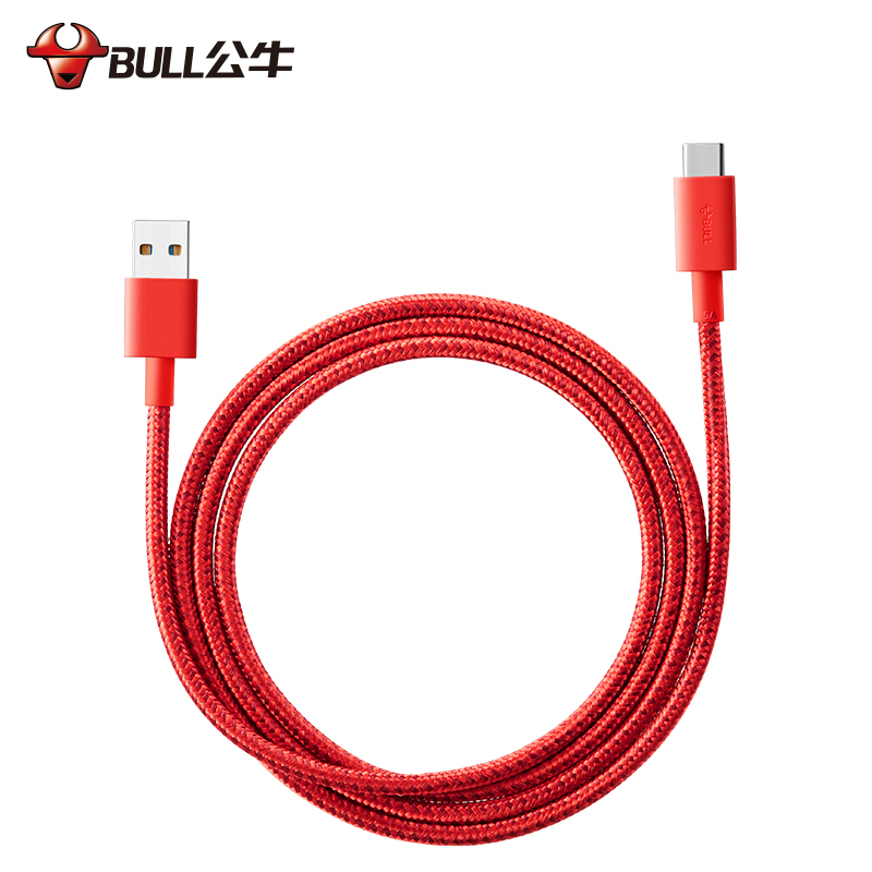 公牛(BULL)GNV-J6F10BS红色1米Type-C尼龙编织5A快充安卓数据线适用华为小米SWITCH任天堂等