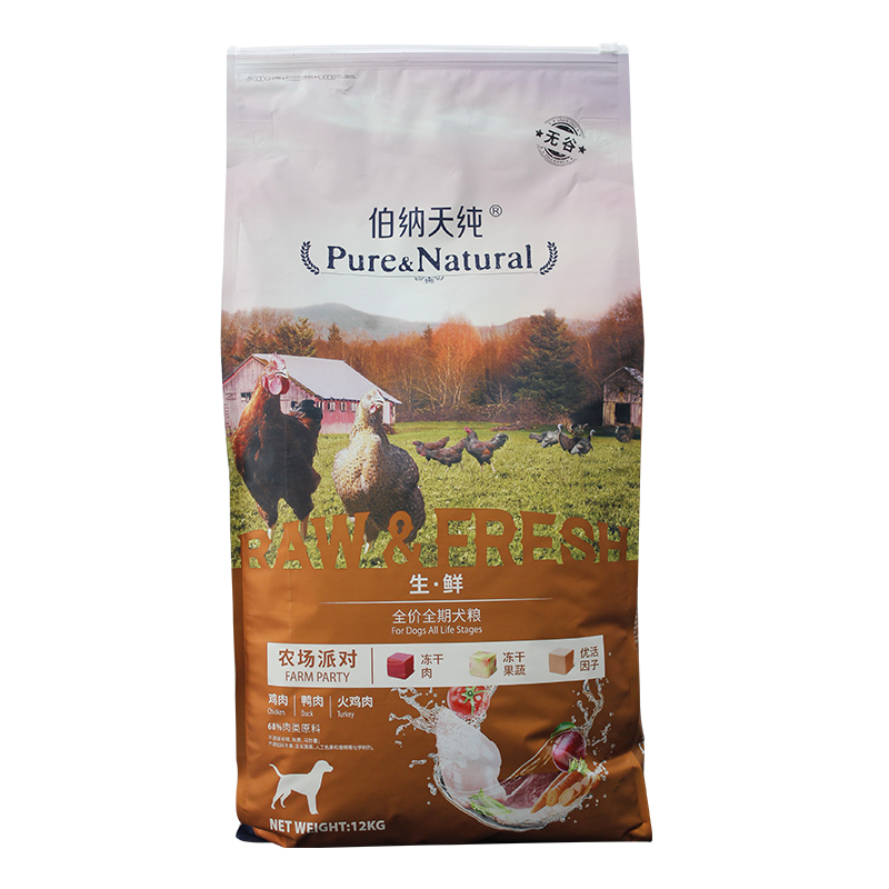 伯纳天纯生鲜系列农场派对鸡肉+鸭肉+火鸡肉全价全犬期博纳天纯狗粮 成犬幼犬通用狗粮 12kg