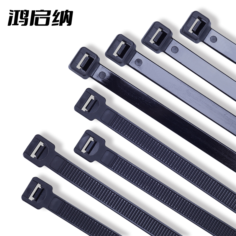 鸿启纳 尼龙扎带自锁式强力塑料捆绑扎带黑色23122511 7.6mm*150mm (100根/包)高清大图