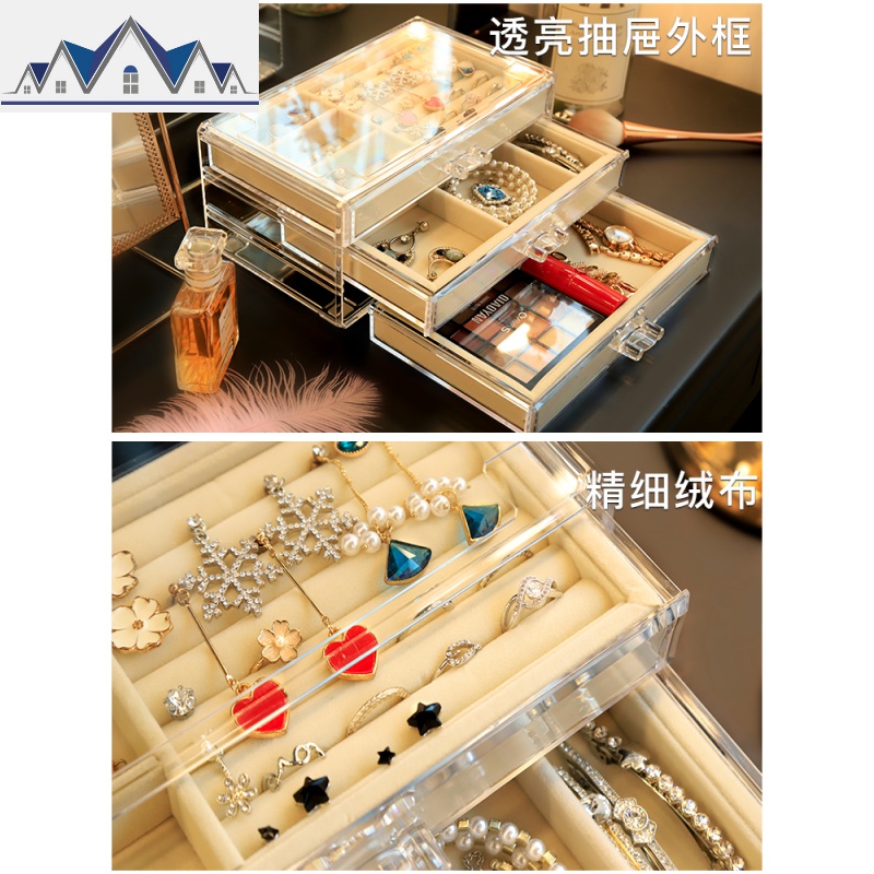 精美礼品透明塑料桌面首饰盒手表收纳盒耳环耳钉发卡耳夹小饰品 三维工匠高清大图