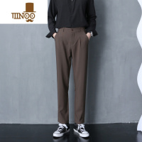 YANXUifashion夏天大码男裤2023新款薄款宽松直筒长裤潮牌男款坠感裤子 33145-155斤 茶色