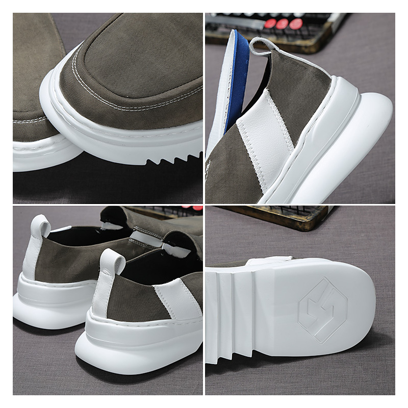 林先森鞋子男潮鞋夏季透气韩版板鞋休闲百搭低帮一脚蹬懒人厚底帆布鞋