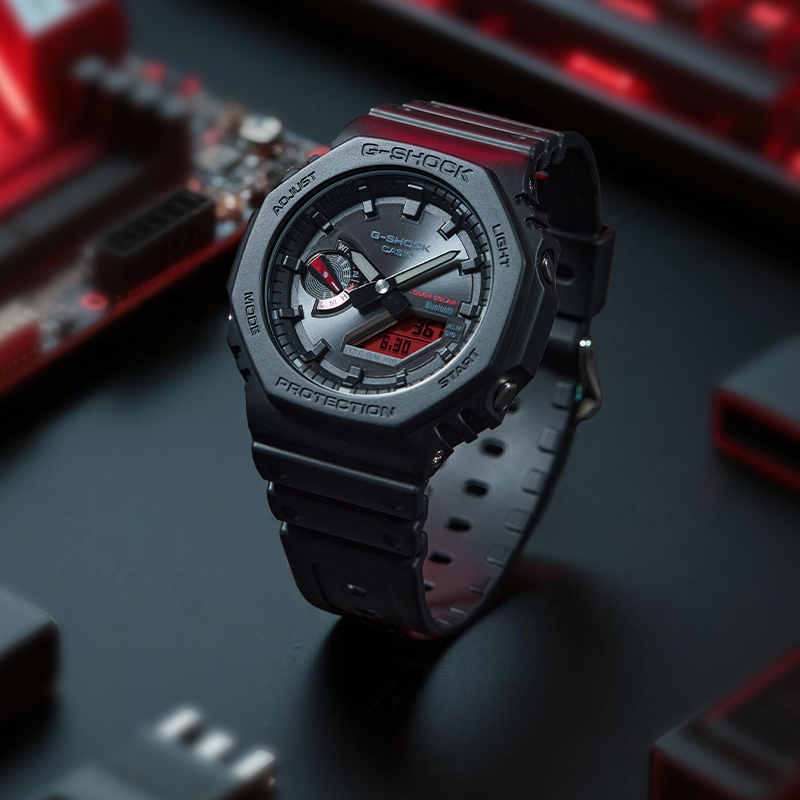 CASIO旗舰店卡西欧手表男款农家G-SHOCK户外八角橡树男士防水运动电子学生石英表男 GA-B2100BBR