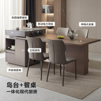 全友家居客厅岛台餐桌一体可伸缩现代轻奢岩板多功能餐桌椅组合