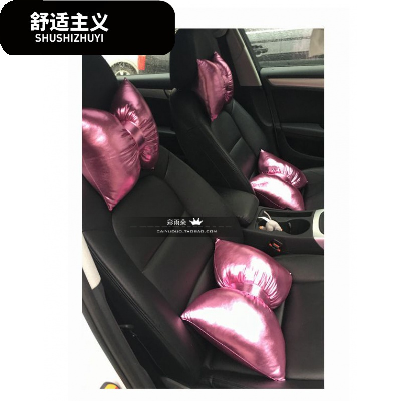 潮品电镀蝴蝶结汽车头枕汽车靠枕腰靠车用头枕汽车靠枕护颈枕女士