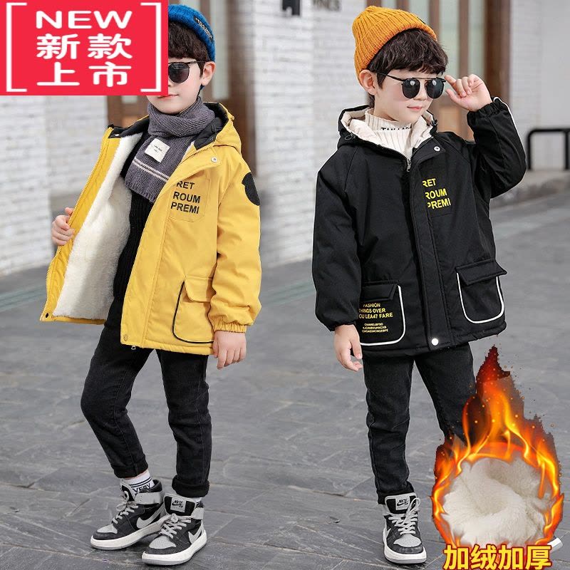 可莉允男童冬装加厚派克服2022新款洋气儿童韩版加绒外套8中大童9帅气潮棉服图片